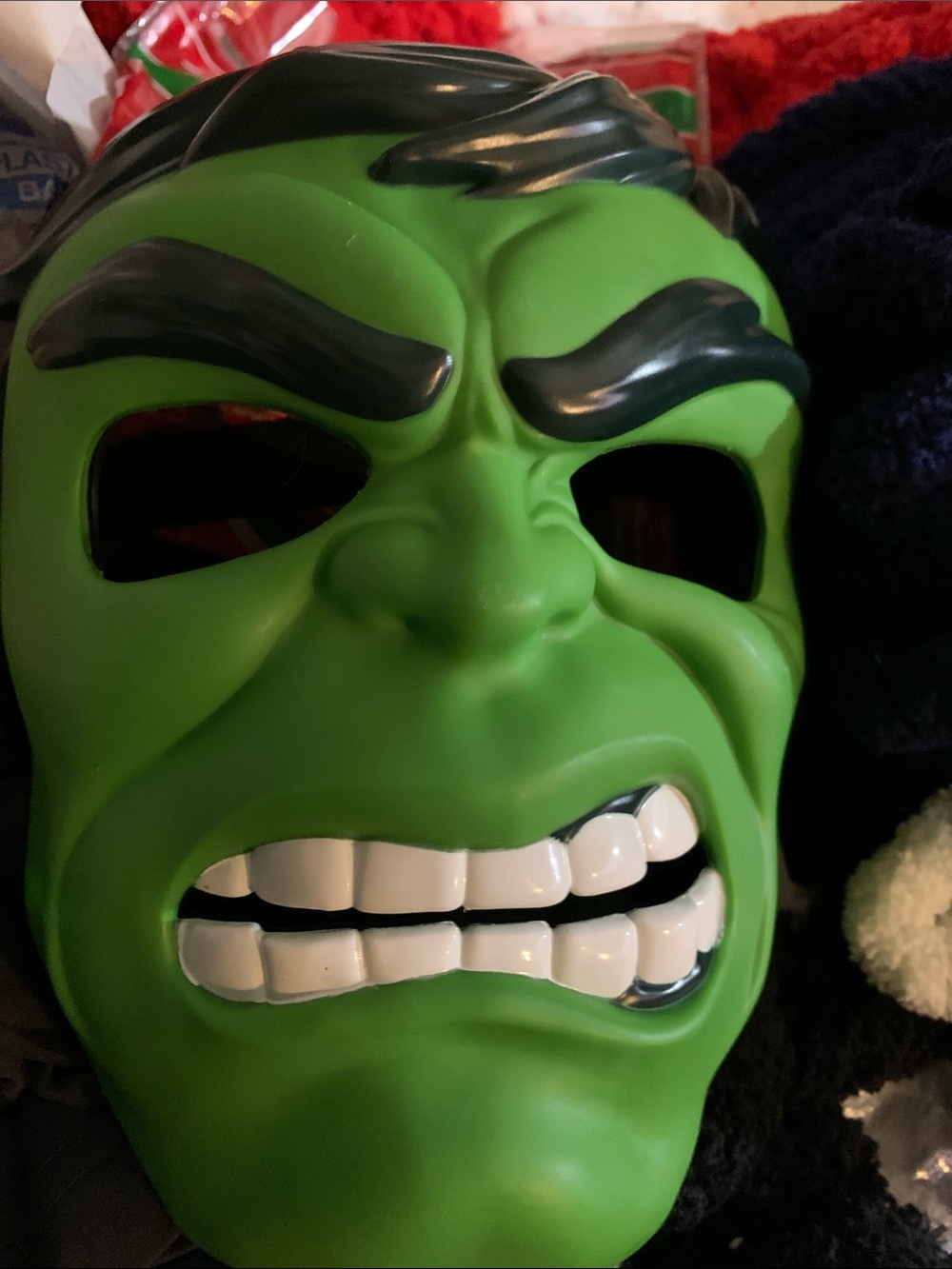 Green Plastic Marvel Advenger Hulk Hero Face Mask With Strap